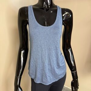 Vintage Lululemon Racerback Tank Top Heathered Blue Size 2 Retro Metal Logo